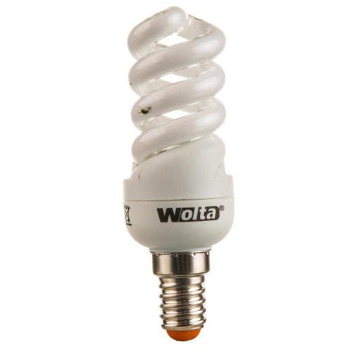 Лампа энергосберегающая Wolta спираль E14 8 Вт свет тёплый белый