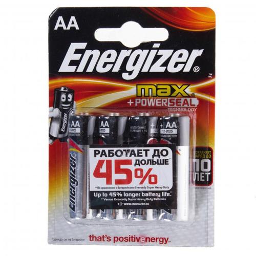 Батарейка алкалиновая Energiser Plus AA/LR6, 4 шт.