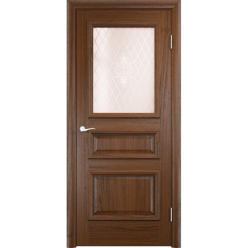 Полотно дверное остеклённое Мадрид 70x200 см, шпон, цвет дуб тёмный, с фурнитурой