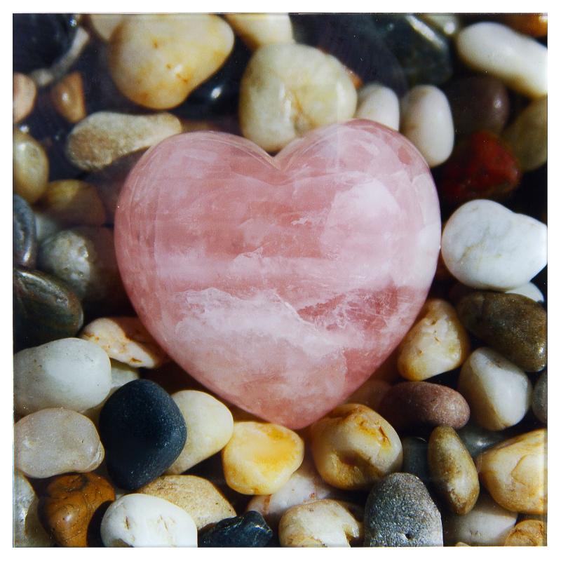 Картина на стекле 30х30 см «Розовое сердце»
