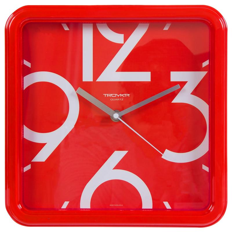 Часы настенные квадратные цвет красный диаметр 26 см