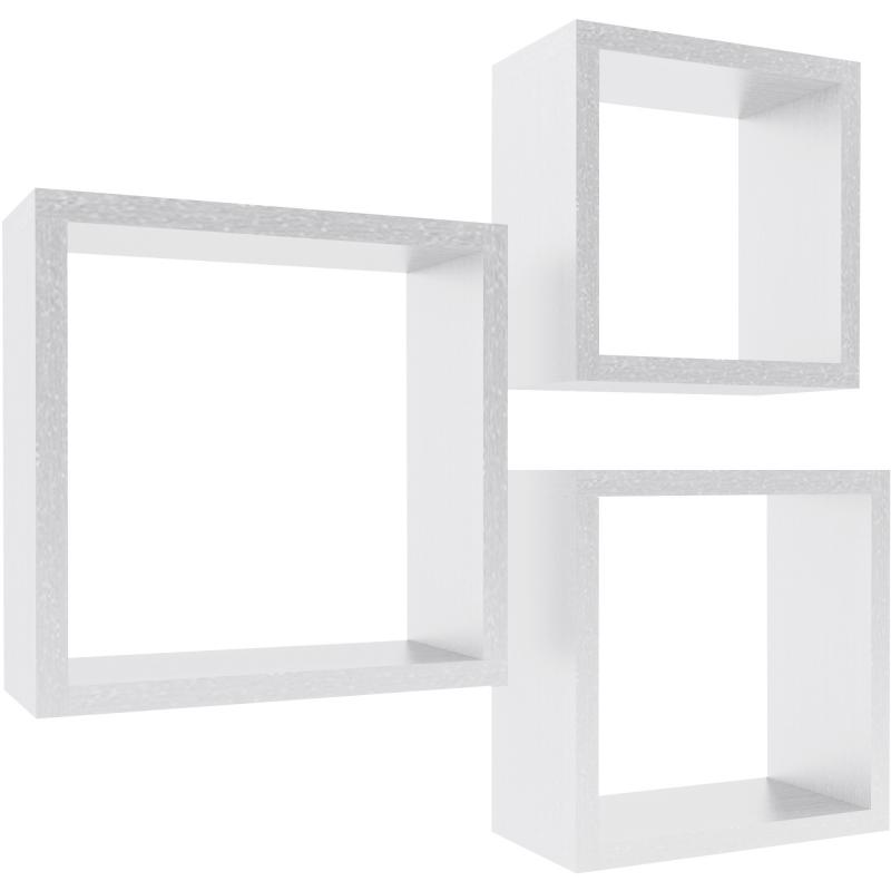 Полка мебельная квадрнатная цвет белый, 3 шт.