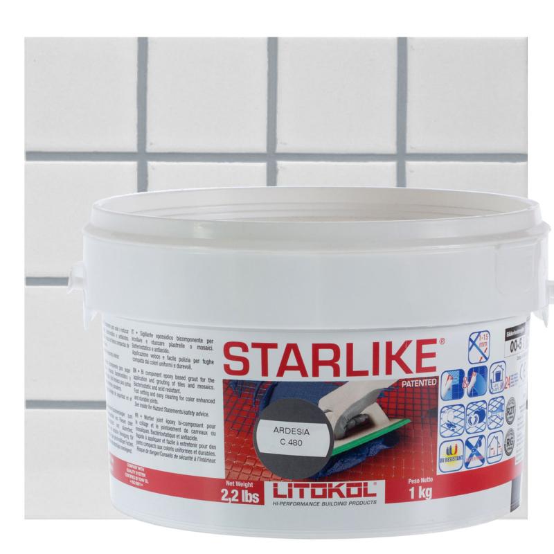 Затирка эпоксидная Litochrom Starlike C480, 1 кг, цвет серебристо-серый