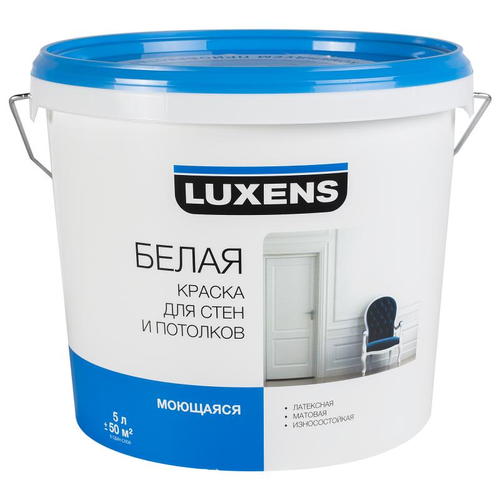 Краска водно-дисперсионная моющаяся для стен и потолков Luxens, база 1, 5 л