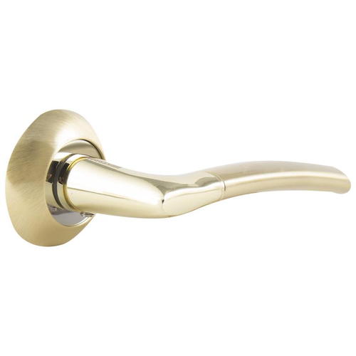 Комплект дверных ручек Kerron KWC-9016 с запиранием, алюминий, цвет матовое золотоглянцевый хром