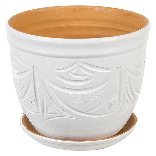 Горшок цветочный Узоры ø18.5 h17 см v4.2 л керамика белый