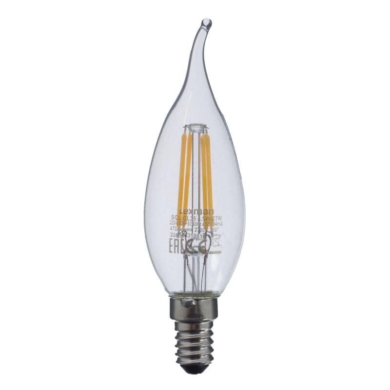 Лампа светодиодная Lexman свеча на ветру E14 4.5 Вт 470 Лм свет тёплый белый