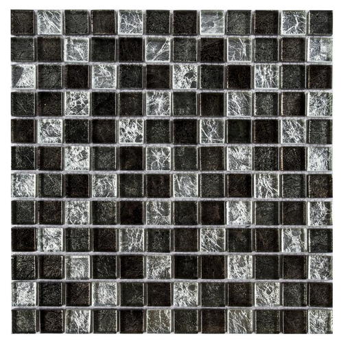 Мозаика стеклянная Artens, зеленая/серебристая, 300х300х8 мм