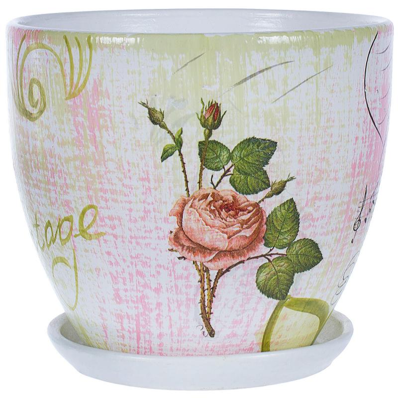 Горшок цветочный «Винтажные розы» D18, 2, 6л., керамика