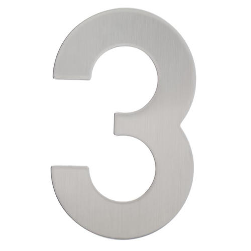 Цифра «3» самоклеящаяся 95х62 мм нержавеющая сталь цвет серебро