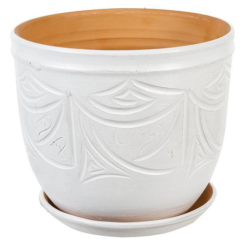 Горшок цветочный Узоры ø24.5 h20.5 см v7.9 л керамика молочный
