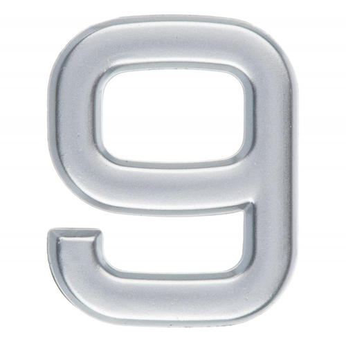 Цифра «9» самоклеящаяся 40х32 мм пластик цвет матовое серебро