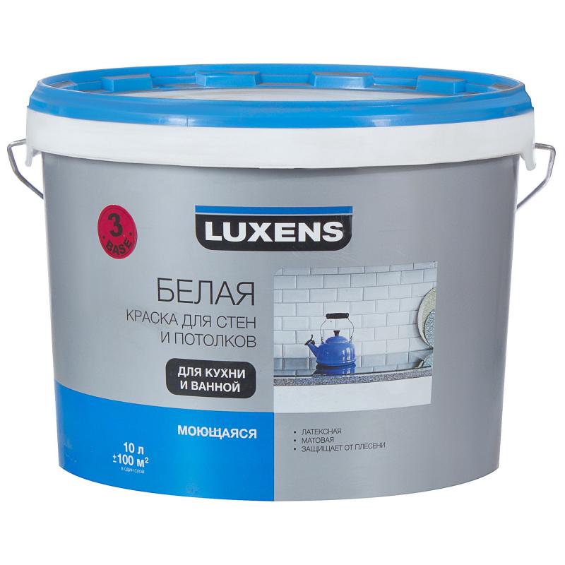 Краска водно-дисперсионная для кухни и ванной Luxens base 3, 10л