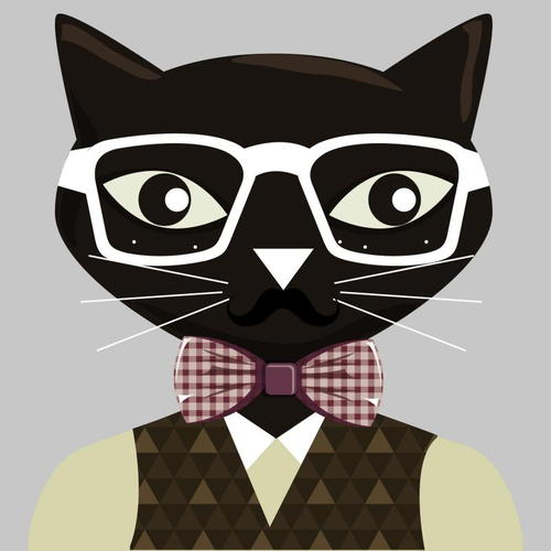 Картина на холсте «Hipster cat темно-коричневый» 20х20 см