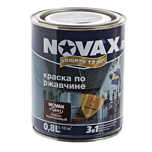 Эмаль по ржавчине Novax цвет тёмно-коричневый 0.8 л