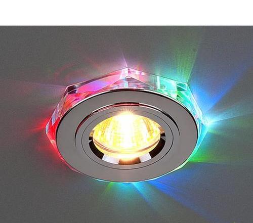 Спот встраиваемый Miragio GU5.3х35Вт, хром с подсветкой мультиколор LED