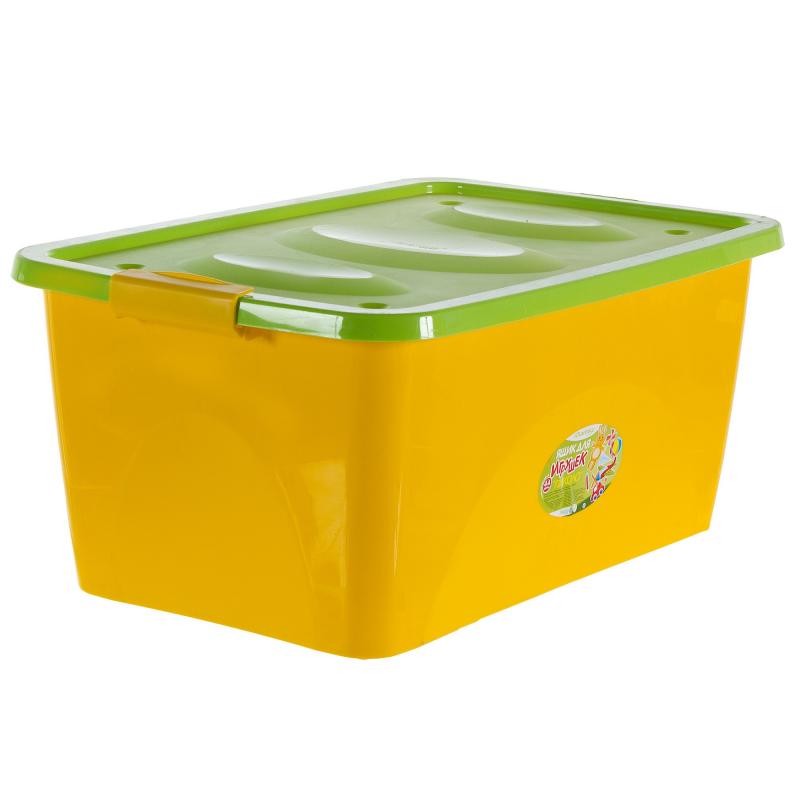 Ящик для игрушек на колесах 60x45x38 см, 44 л цвет жёлто-салатовый