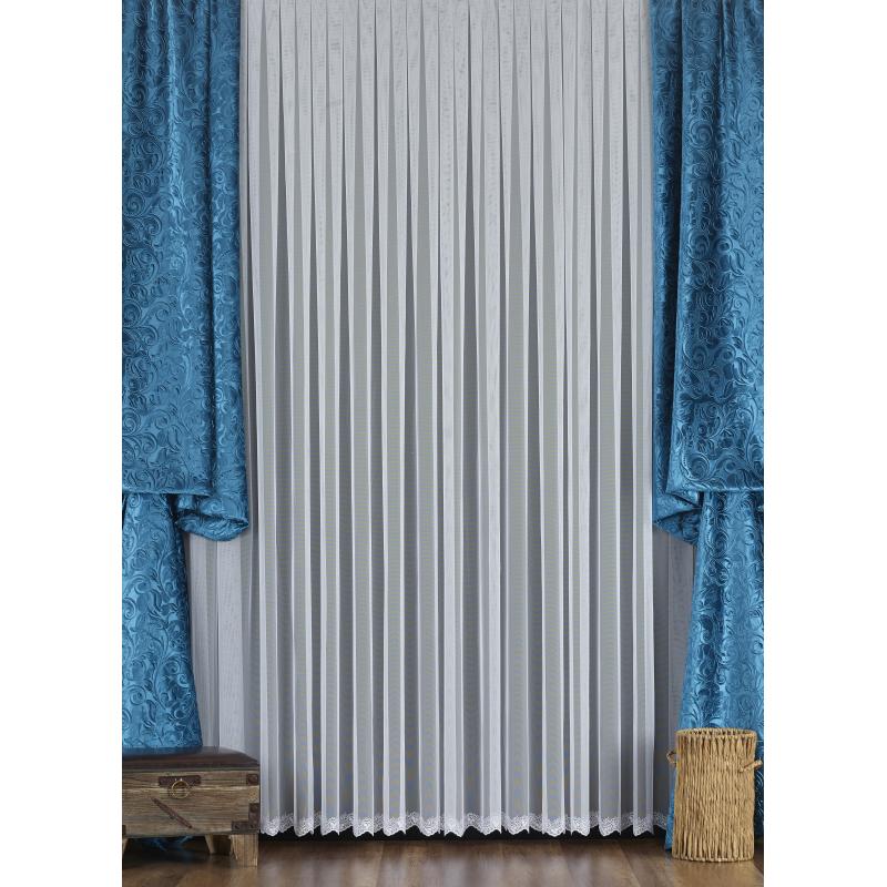 Тюль с вышивкой «Лидия» сетка 290 см цвет белый