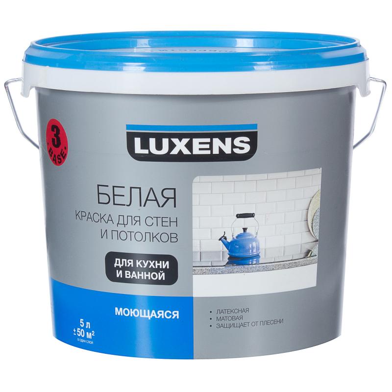 Краска водно-дисперсионная для кухни и ванной Luxens base 3, 5л