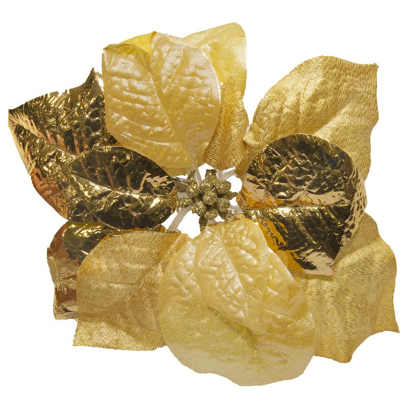 Ёлочное украшение «Пуансеттия» 22 см, цвет золотой