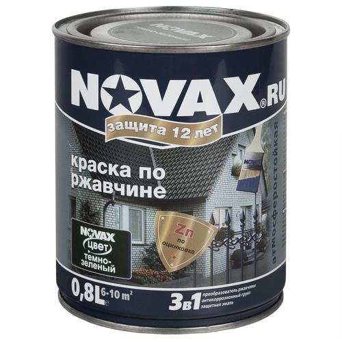 Эмаль по ржавчине Novax цвет тёмно-зелёный 0.8 л
