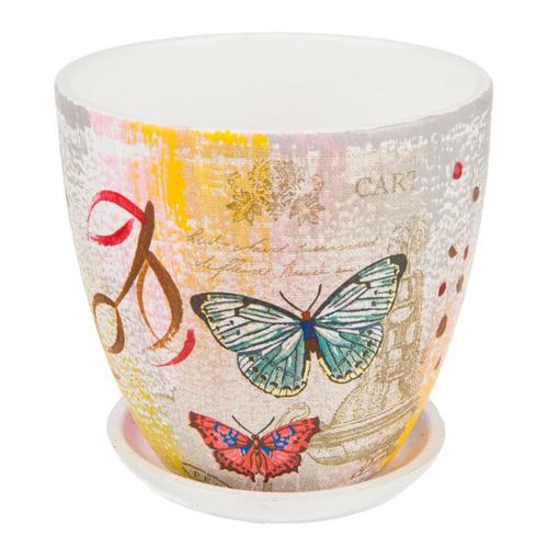 Горшок цветочный «Винтажные бабочки» D12, 0, 8л., керамика