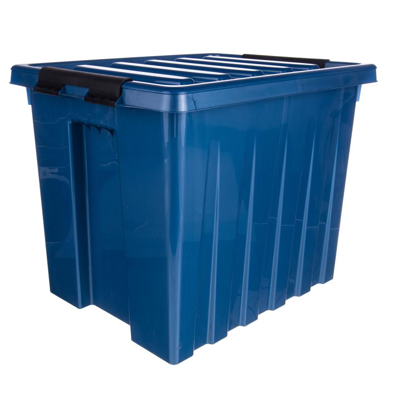 Контейнер Rox Box 50x39x50 см, 50 л, пластик цвет синий с крышкой и роликами