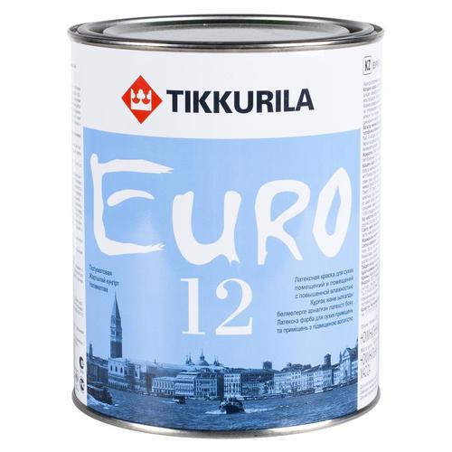Краска для стен и потолков Tikkurila Euro-12 цвет белый 0.9 л