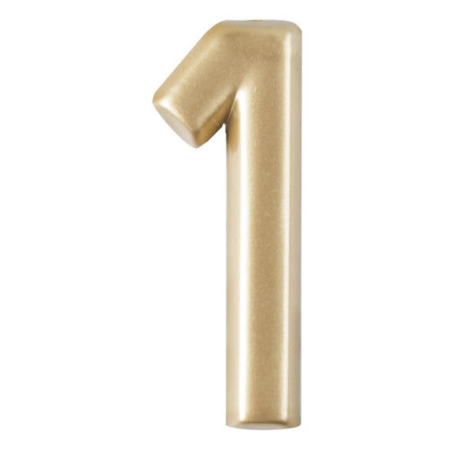 Цифра «1» самоклеящаяся 40х32 мм пластик цвет матовое золото