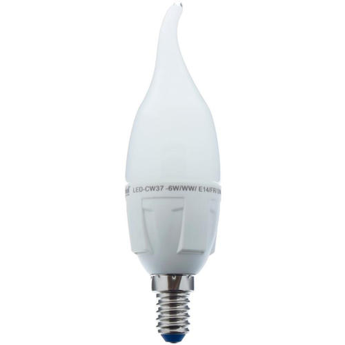 Лампа светодиодная Uniel E14 220 В 6 Вт свеча на ветру матовая 560 лм тёплый белый свет. для ди ммера