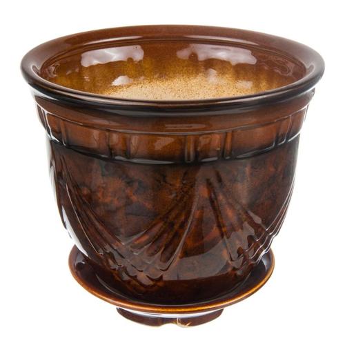 Горшок цветочный «Мирида» коричневый 2 л 180 мм, керамика, с поддоном
