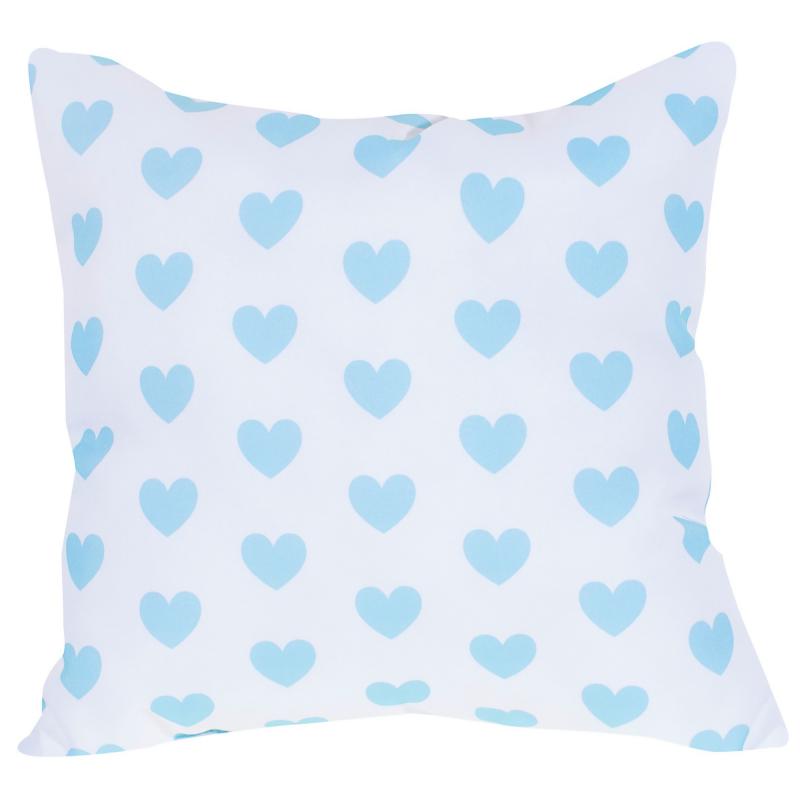 Подушка «Сердечки» 40х40 см цвет голубой