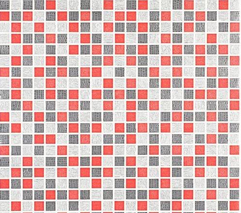 Обои виниловые 0.53х10 м мозаика цвет красный Па 1357-45