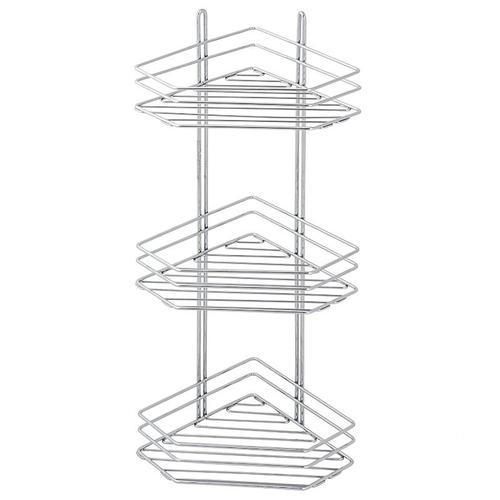 Полка для ванной комнаты трёхъярусная угловая хром