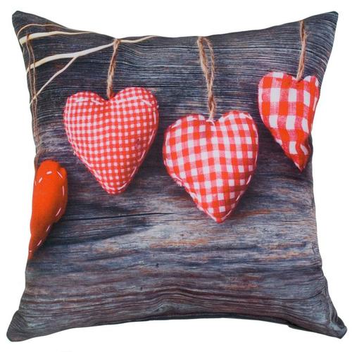 Подушка декоративная «День Всех Влюбленных-9» 40х40 см цвет серо-красный