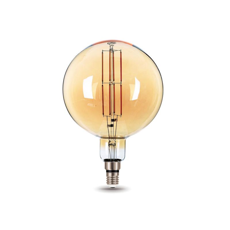 Лампа большая светодиодная Gauss Е27 8 Вт шар прямой, свет тёплый, золотая колба, диаметр 20 см