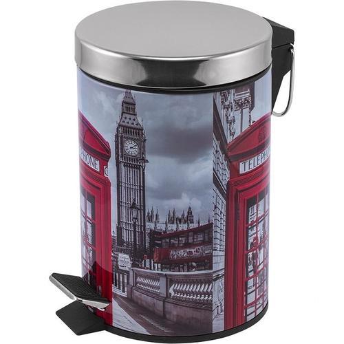 Бак для мусора Лондон, круглый, 3 л, цвет серыйкрасный
