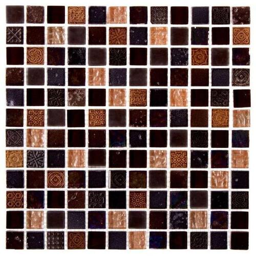 Мозаика Artens, стекло/камень, черная/золотая, 300х300х8 мм