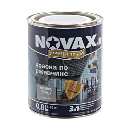 Эмаль по ржавчине Novax цвет серый 0.8 л