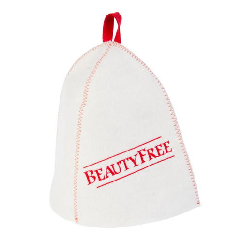 Шапка для бани с вышивкой ГлавБаня «Beauty Free» фетр цвет белый