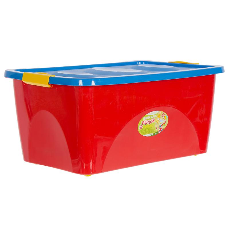 Ящик для игрушек на колесах 60x45x38 см, 44 л цвет красно-синий