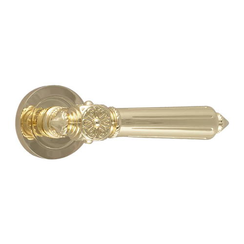 Ручки дверные на розетке Euro 077 PB, алюминий, цвет глянцевое золото