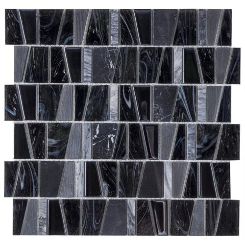 Мозаика Artens, стекло/камень, белая/черная, 300х300х6 мм