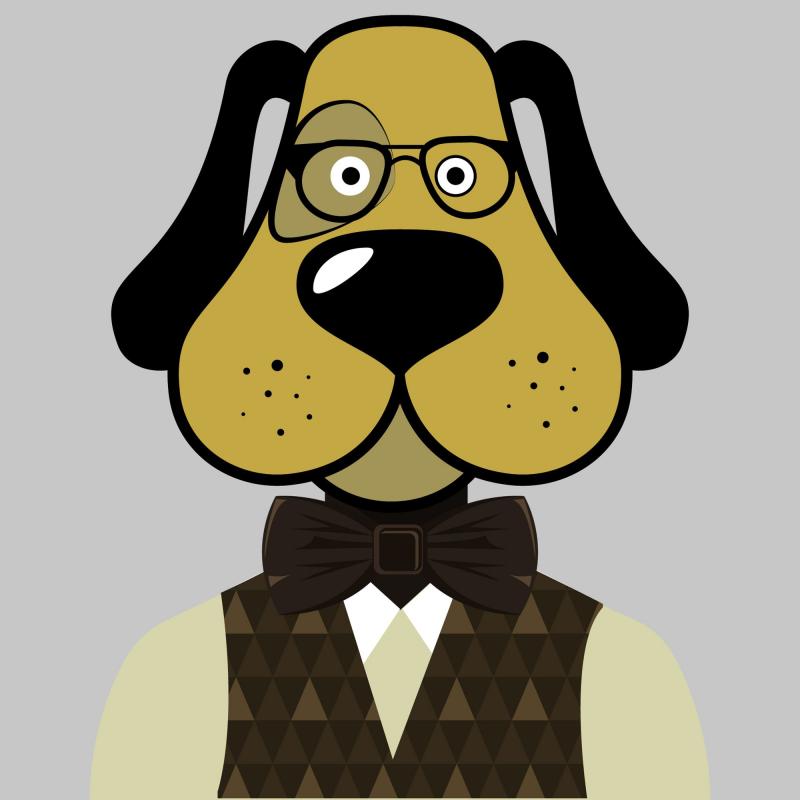 Картина на холсте «Hipster dog желтый» 20х20 см
