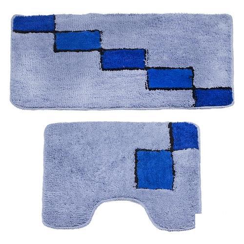 Набор ковриков для ванной комнаты Атлантика синий, 50x50 см и 50x80 см