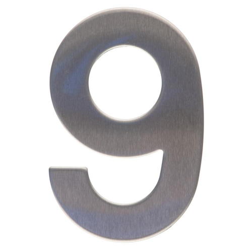 Цифра «9» самоклеящаяся 95х62 мм нержавеющая сталь цвет серебро