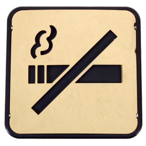 Знак дверной «Не курить» квадратный 97х97 мм пластик цвет золото