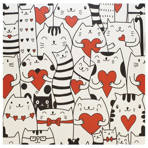 Картина на холсте «Паттерн кошки с сердцем» 40х40 см