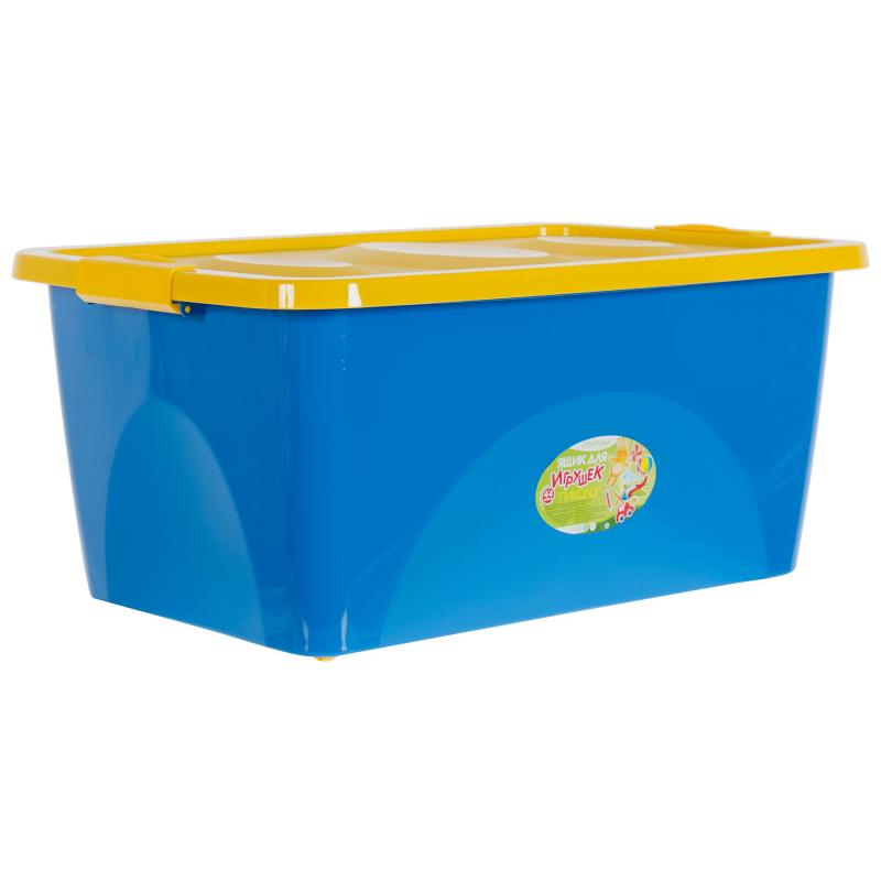 Ящик для игрушек на колесах 60x45x38 см, 44 л, цвет синий/жёлтый