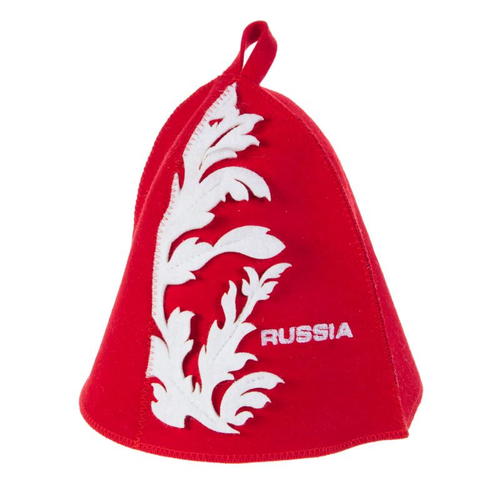 Шапка для бани ГлавБаня «Russia» фетр цвет красный